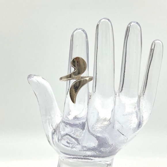 Sterling Silver Swirl Ring Mexico Modernist Abstract Statement Band - Picture 6 of 12